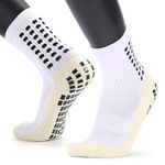 MELLOVIN® Hi-Tech Performance Athletic Football Socks for Men Women Rubber Anti-Slip and Thicken Cushion Sport Socks Ankle Length Socks for Badminton Soccer Running Gym & Indoor Training, Free Size