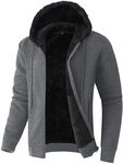 Flygo Mens Fleece Hoodie Jacket Jacquard PlaidCloth Zipper Sherpa Lined Sweatshirt Jackets Winter Warm Coat(DarkGrey-S)