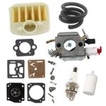 HURI Carburettor Air Filter Repair Kit Fuel Hose Throttle Lever for Husqvarna 340 345 346 346XP 350 351 353 357 359 Chainsaw # 503283208 ZAMA C3-EL18