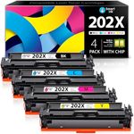 Smart Ink Compatible Toner Cartridge Replacement for HP 202X 202A with Built-in Chip High Yield (4 Pack) to use with Color Laserjet Pro MFP M281fdw M281cdw M254dw Printer (Black Cyan Magenta Yellow)