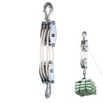 Block And Tackle Pulley System | Rope Hoist Pulley System | Heavy-Duty 2200lbs Breaking Strength Rope Hoist, Wheels Block And Tackle Pulley System For Lifting Heavy Objects