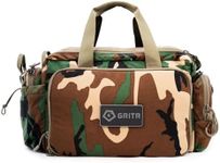 GRITR Tactical Range Bag for Handguns and Ammo - Military Style Duffle Bag for Shooting, Hunting, Travel, Everyday Carry - Tactical Gun Case for Pistol and Gear Storage, M81 Camo