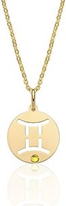 Aka Gioielli® - Collana Zodiaco Gemelli Argento 925 Placcato Oro con Ciondolo Segno Zodiacale Gemelli per Donna