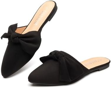 SANDALUP Mules Women Shoes w Pointed Toe and Elegant Bowknot Black 09
