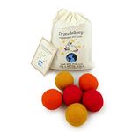 Friendsheep Eco Wool Pet Toy Ball - Cat, Ferret, Small Dog - Fair Trade, Handmade in Nepal, Eco-Friendly - 100% Wool, 6-Pack (Balls x6, Orange Crush)