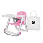 APRAMO FLIPPA Dining Booster Chair, Baby Toddler Folding Portable Booster Feeding Seat for Children 6 Months to 3 Years Approx. 15kg with Harness & Removable Tray (Pink Sakura)