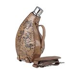 TANEAXON 53 oz Wolf Pattern Horn Shape Large Capacity Whiskey Flasks for Liquor with Removable Holster