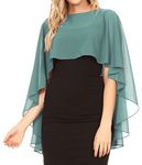 Sakkas 1921 - Anya Women's Soft Chiffon Wedding Bridesmaid Bridal Cape Wrap Bolero Shrug - Steel Blue - OS