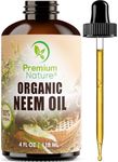 Neem Oil For Skin - Neem Oil for Hair, 100% Pure Neem Oil Cold Pressed Moisturizer Neem Oil for Essential Oil Mixing Neem Oil Organic Massage Oil 4 oz