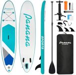 Panana Inflatable Stand Up Paddle Board 10’8’’x30”x6’’, Premium Surfing Board Kit for Youth & Adults, SUP with Adjustable Paddle Hand Pump Fin Leash Backpack