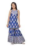 Fashion Dream Girl's Cotton Blend kurta With Sharara Set|Salwar Suit For Girls|Outfit|Kurta set|Salwar Set|Sharara(FDGSET00113 BLU 32_Blue_9-10Yrs)