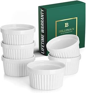 Bellemain Creme Brulee 4 oz Ramekins | Mini Casserole Dish Set, Charcuterie Bowls, Pot Pie Baking Dishes, Souffle Cups, Soy Sauce Bowls | Fluted Porcelain Bowls, Oven Safe to 500F, Set of 6 (White)