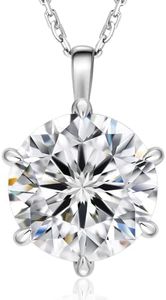 KRKC Moissanite Pendant Solitaire Necklace for Women, 0.5CT/1CT/2CT/3CT/4CT Lab Created Diamond Pendant, 6-Prong, VVS1 Clarity D Color, Adjustable S925 Sterling Silver Chain, 14K White Gold Plated, Anniversary Romantic Gift for Her, Birthday Gifts for Wife Girlfriend Mom Daughter, Mother's Day Valentines Christmas Gift