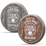 Viking Revolution Citrus and Sandalwood Beard Balm - Butter With Argan Oil, Softener With Jojoba Oil, Moisturizer With Beeswax - Wax for Men With Mango Butter (2oz, 2 Pack)