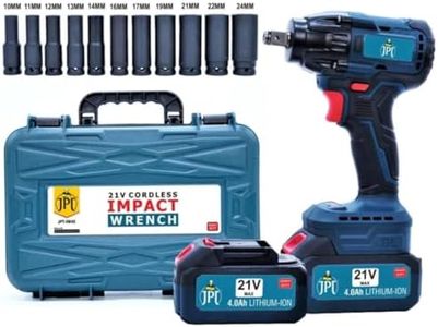 JPT Combo 21V Monster Beastly Cordless Impact Wrench | Brushless Powerful Motor | 450N.M Torque | 2800RPM Speed | 1/2" Square Driver | 4.0Ah Li-Ion Battery | 10Pcs Impact Socket Set