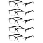 Norperwis Reading Glasses 5 Pack Quality Readers Spring Hinge Glasses for Reading for Men and Women (Black/Transparent, 2.25, multiplier_x)