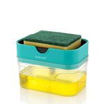Solitude Soap Dispenser - Sponge Holder Dish Sink Dishwashing Liquid Instant Refill Durable 2-in-1 Soap Dispenser with Sponge for Kitchen, Dispenser Soap Pump, Liquid Dish Wash Dispenser(400ml)