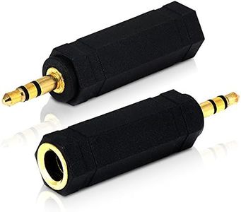 3.5mm Plug to 6.35mm Socket (Pack of 2) 1/8 to 1/4 inch Stereo Audio Jack Adapter | Connects Devices with 3.5mm Port to Amplifiers, Guitar, Piano, Speakers & Mic That use 6.35mm Port - by Mobi Lock