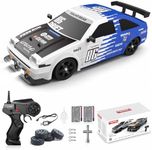 RC Drift Car Remote Control Car 2.4ghz 1/16 Scale 4WD High Speed RC Cars Vehicle with LED Lights Two Batteries and Drifting Tire Racing Sport Toy for Adults Boys Girls Kids Gift