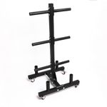 Bumper Plate Weight Tree and Bar Holder 2.0 [Bells of Steel] Bumper Plate Storage Weight Plate Rack | Weight Tree Rack with 4 Barbell Bar Holders | Lockable Wheels Weight Plate Tree, 1740lbs Capacity