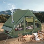 Afitdon Inflatable Camping Tent with Opening for Fireplace and Roof Window, Inflatable Tent for 2-10 People with Air Pump, Inflatable Tent Oxford Fabric Waterproof for All