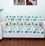 FABANE Printed Sofa Seat Cover for 3 Seater with Heavy Antiskid Backing & Easily Machine Washable Sofa Seat Runner for Couch or Home Living Area - (27 x 72 Inches - 2 Piece) Yellow Circles