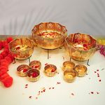 Ekhasa Big Combo Pack Urli Bowl Set with Stand for Home Decor and Decorative Items (Includes 3 Bowls, 3 Stands, 7 Tealight Holders) | Floating Flowers Water Bowl for Diwali Pooja, Festival Decoration