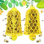 2 Pack 2025 Wasp Traps Outdoor Hanging Sticky Carpenter Bee and Hornet Catcher Yellow Jacket Trap 8 Sticky Boards (Yellow)