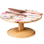 nestroots cake stand for party with cake server knife | cake stand for cake cutting cup cake stand with cake server combo ( 10 inch , White Red )