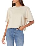 The Drop Women's Sydney Short-Sleeve Cropped Crewneck T-Shirt, Sand, M