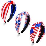 Ronglry 4th of July Headband for Women American Flag Headband Red White and Blue Headband USA Knotted Wide Headbands Patriotic Hairband Independence Day Fourth of July Accessories Gifts for Party-USA