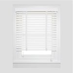 APEX FURNISHINGS Faux Wood Window Venetian Blinds-50mm Slats White Tape Trimmable Home Office Windows Blind (60cm x 150cm)