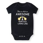 First Birthday Decorations This Is What an Awesome 1 Year Old Looks Like Bodysuit for Baby 1st Birthday (AWS1-Bk,6-12M)