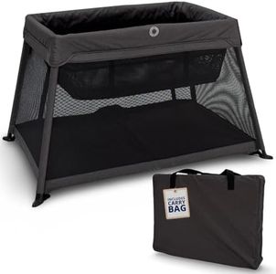 Venture Airpod Travel Cot includes deep foam mattress Newborn insert & carry bag 100 x 70cm, Dark Grey - Multi Award Winner