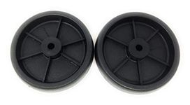 Nickanny's Set Of 2 Replacement BBQ Grill Wheels Pair Set Kit-Solid Plastic Wheel 5" x 1.5" w/ 3/8" Axle Hole for Outdoor Charcoal Gas Smoker Barbecue Pit- Rueda and Llantas Parts