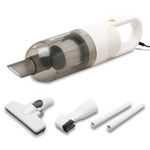 Tomahawk® TEV-363 Wet & Dry Vacuum Cleaner 350W, 0.5L Capacity, Lightweight 850g, 4m Cord, Portable Handheld for Home & Car Cleaning with Floor Brush, Crevice Nozzle & Extension Tubes (White)