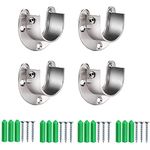 4 Packs Heavy Duty Closet Rod Bracket，Stainless Steel U Shaped Rod Bracket with Screw for Closet Shower Curtain Rod, Wardrobe, Cabinet