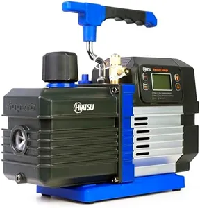 Hiatsu Smart Vacuum Pump - 8.5CFM Digital Dual Stage - Professional HVAC Vacuum Pump with Digital Gauge - Vacuum Pump for AC System with Built-in Solenoid Valve (R32, R410, R134a Compatible)