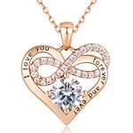 Momlovu Birthstone Necklaces for Women - Infinity Heart Necklace 925 Sterling Silver Rose Gold with 2 Carat (8MM) CZ Diamond, Mothers Day Christmas Birthday Wedding Gifts Women Wife Her-Diamond