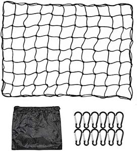 ValueHall Cargo Net 3 x 4 feet Heavy Duty Truck Bed Net Elastic Nylon Mesh Trailer Cargo Storage Net with 12pcs Aluminum Hooks V7074