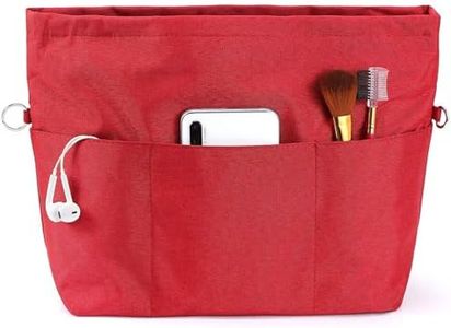 Yoillione Bag Insert Organizer, Multi-Pocket and Zips Tote Bag Organiser Insert, Handbag Organizer Insert With Key Chain(Red, XS)