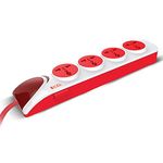 GM Quadro 3065 Plastic 4+1 Power Strip (Red and White)