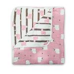 LuvLap 100% Muslin Cotton 6 layered Reversible Baby Quilt cum Wrapper Blanket - Pink Sheep