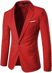 UNINUKOO Mens Sport Coat Slim Fit Suit Blazer Jacket One Button Lightweight for Casual Business US Size 42 Red