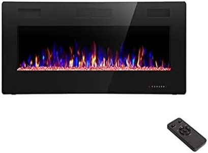 R.W.FLAME 36 inch Recessed and Wall Mounted Electric Fireplace, Ultra Thin ad Low Noise, Fit for 2 x 4 and 2 x 6 Stud, Remote Control with Timer,Touch Screen,Adjustable Flame Color and Speed