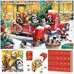 Advent Calendar 2023, Christmas Puzzle for Kids and Adults, 24 Days Countdown Calendars for Boys Girls, 1008 Pieces Christmas Puzzle in 24 Boxes, Dog's Christmas(27.56 x 19.68 Inch)