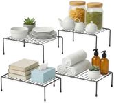 Evelots Kitchen Cabinet Wire Shelf Organizer/Rack - 4 Pack Sturdy Large Metal Shelf Risers - Double Your Counter Space - Great for Kitchen, Freezer, Pantry and Bathroom - Rustproof - Black