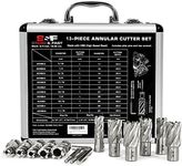 S&F STEAD & FAST Annular Cutter Set 13 Pcs by, Cutting Depth 1 Cutting Diameter 7/16 to 1-1/16 for Magnetic Drill Press, with 2 Pilot Pins