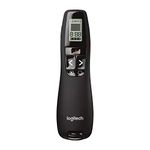 Logitech R700 Wireless Presentation Remote, 2.4 GHz with Nano USB-Receiver, Red Laser Pointer, Slideshow Buttons, 30-Meter Operating Range, LCD-Display for Time Tracking, 6 Buttons, for PC - Black