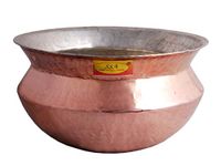 Shiv Shakti Arts® Copper Sipri/Handi- for Cooking & Serving Food - Organiser - (Large - 4 Liter, Insight Nickle Plated Hammered Design)